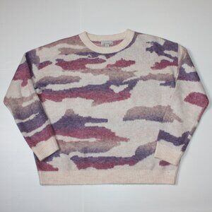 Allison Joy Women's Sweater in Pink & Purple Camo Print and size Medium